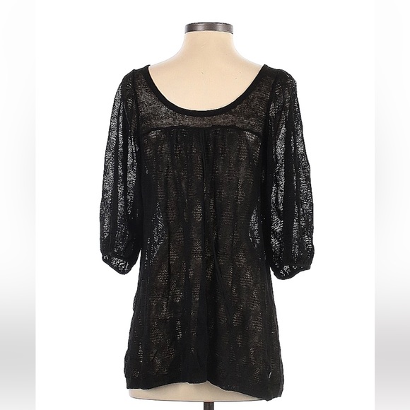 Black Net Short Sleeve Top - Picture 1 of 2